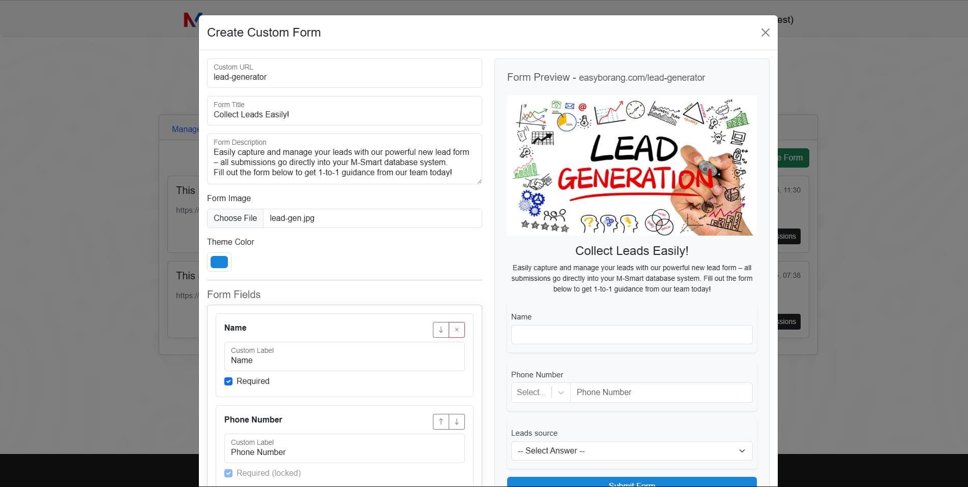 Integrated Form Builder